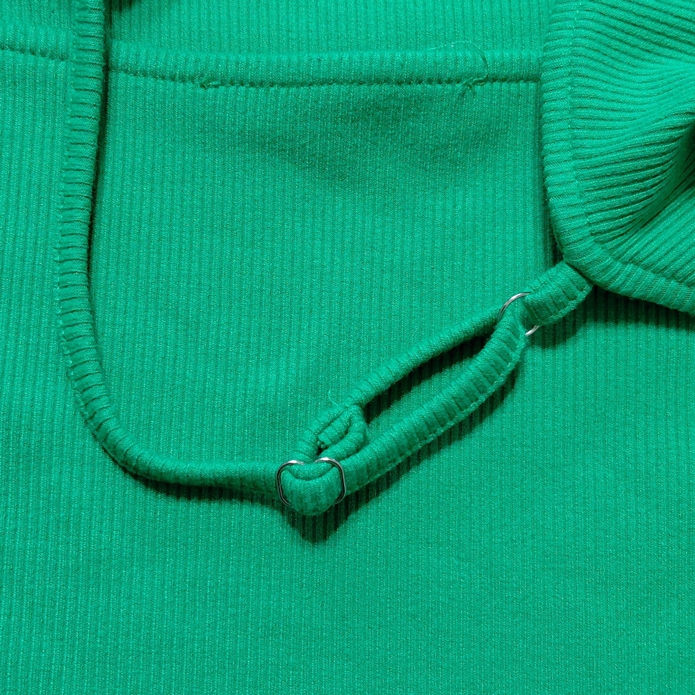Rusttydustty Spring Green Ribbed Open Back Crop Top Size Medium - Picture 5 of 5
